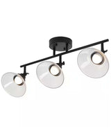 Catalina 23"W 3-Light LED Track Bar Light Fixture, Matte Black with Clear Glass Shades-Semi Flush Mount-Parc Decor