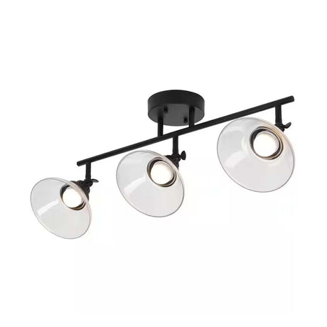 Catalina 23"W 3-Light LED Track Bar Light Fixture, Matte Black with Clear Glass Shades