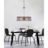 Catalina 24"W 6-Light Polished Nickel Drum Modern Pendant Mahogany Wood Finish Shade