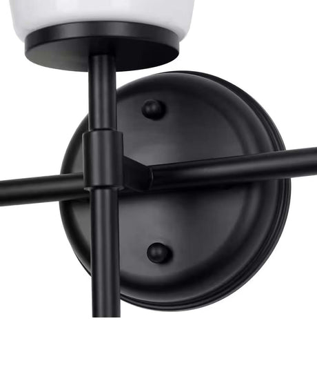 Catalina Pippa 24"W 3-Light Black Finish Vanity Light Fixture with Opal Glass Shades-Parc Decor