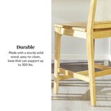 Catalina Solid Wood Bar Stool with Rattan Back Insert, Set of 2-Dining / Kitchen-Parc Decor