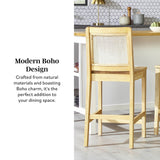 Catalina Solid Wood Bar Stool with Rattan Back Insert, Set of 2-Dining / Kitchen-Parc Decor