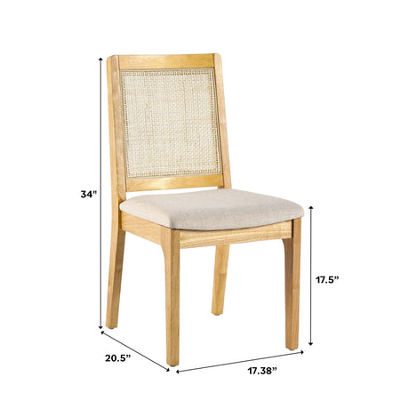 Catalina Solid Wood Dining Chair with Rattan Inset Back, Set of 2-Dining / Kitchen-Parc Decor