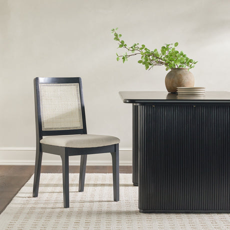 Catalina Solid Wood Dining Chair with Rattan Inset Back, Set of 2-Dining / Kitchen-Parc Decor