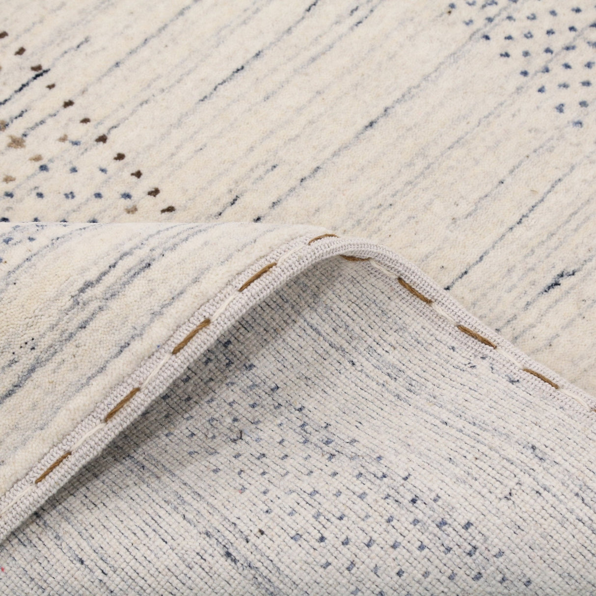 Center Pattern Natural Hand Loomed Wool Area Rug
