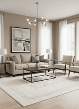 Center Pattern Natural Hand Loomed Wool Area Rug