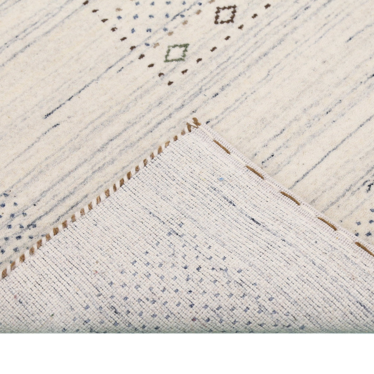 Center Pattern Natural Hand Loomed Wool Area Rug