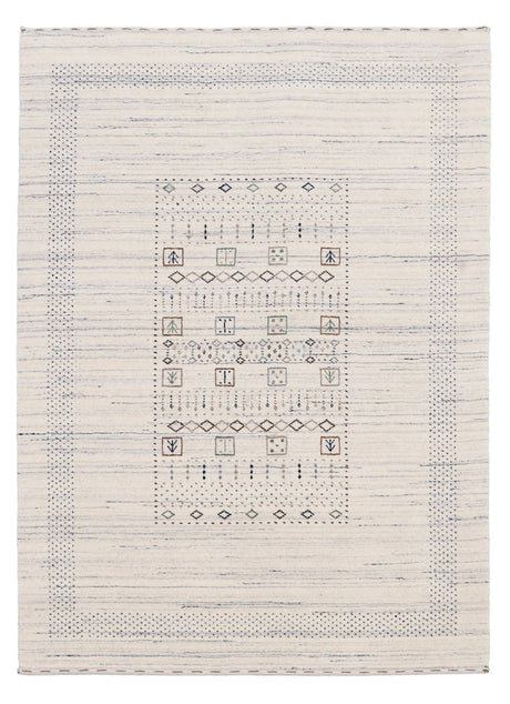 Center Pattern Natural Hand Loomed Wool Area Rug