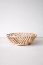 Ceramic Round Hand-Woven Basket – White, Beige & Pink Glazed Porcelain
