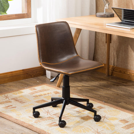 Cesena Faux Leather 360 Swivel Air Lift Office Chair, Antique Brown-Home Office-Parc Decor