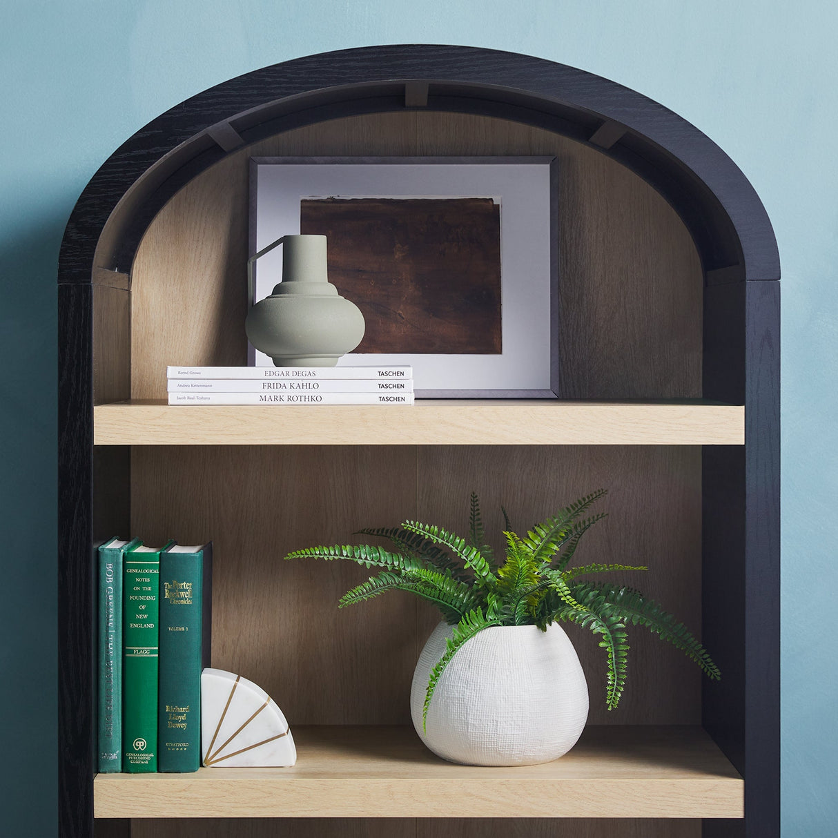 Chantelle Modern Arched Bookshelf with Cabinet-Home Office-Parc Decor