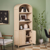 Chantelle Modern Arched Bookshelf with Cabinet-Home Office-Parc Decor