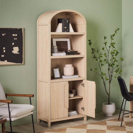 Chantelle Modern Arched Bookshelf with Cabinet-Home Office-Parc Decor