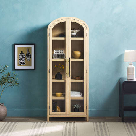 Chantelle Modern Arched Bookshelf with Glass Doors
