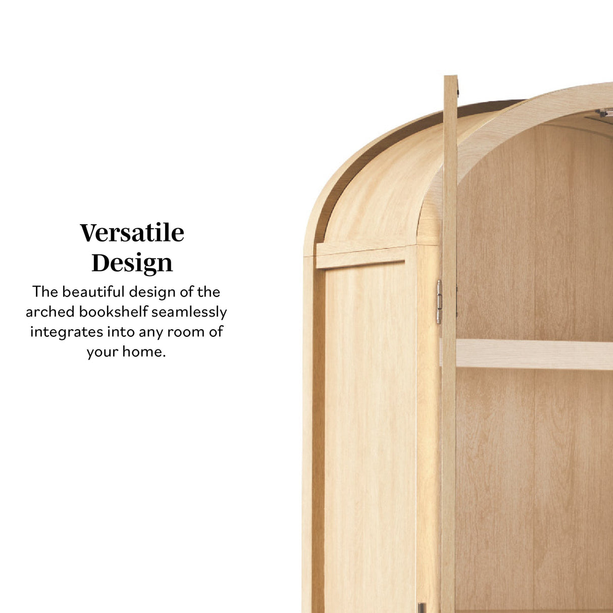 Chantelle Modern Arched Bookshelf with Glass Doors-Home Office-Parc Decor