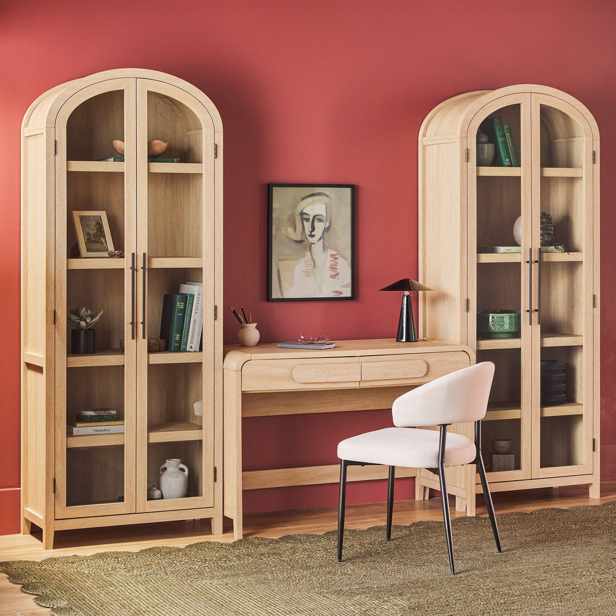 Chantelle Modern Arched Bookshelf with Glass Doors-Home Office-Parc Decor