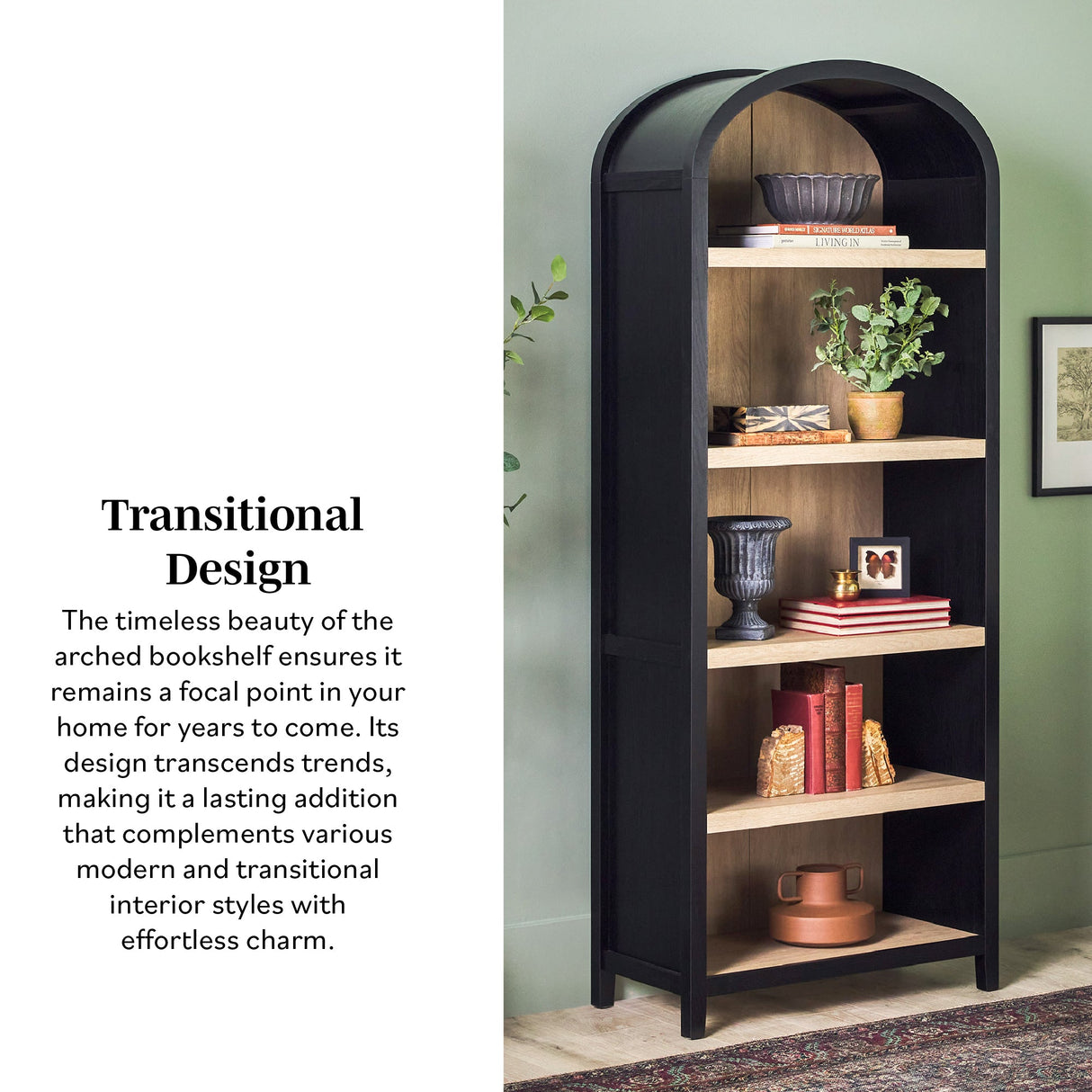 Chantelle Modern Arched Bookshelf with Open Shelves-Home Office-Parc Decor