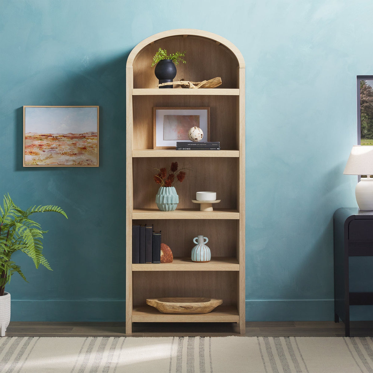 Chantelle Modern Arched Bookshelf with Open Shelves-Home Office-Parc Decor