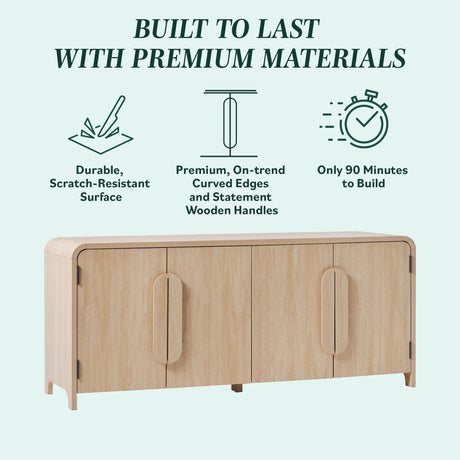 Chantelle Modern Curved Buffet Sideboard and TV Stand-Dining / Kitchen-Parc Decor