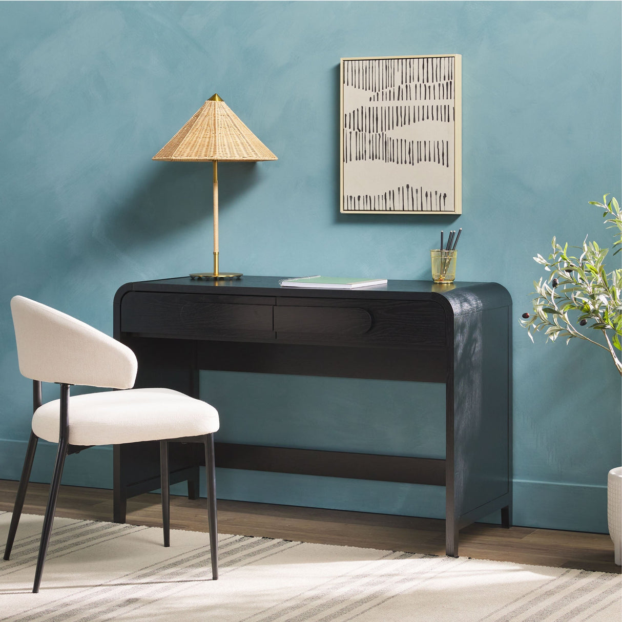 Chantelle Modern Curved Writing Desk-Home Office-Parc Decor