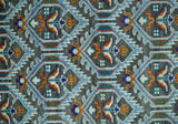 Charcoal And Blue Traditional Hand Knotted Multi Size Wool area Rug