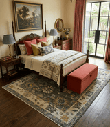 Charcoal and Ivory Hand Knotted Traditional Oushak Custom Made Wool Area Rug