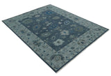 Charcoal and Silver Hand knotted Traditional Oushak Custom Made wool Area Rug