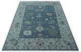 Charcoal and Silver Hand knotted Traditional Oushak Custom Made wool Area Rug