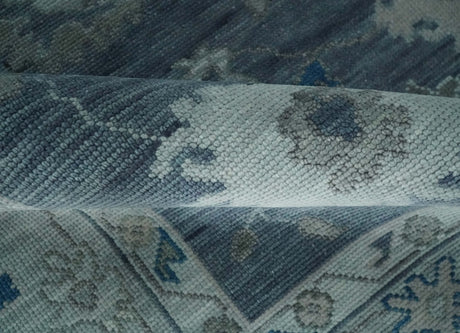 Charcoal and Silver Hand knotted Traditional Oushak Custom Made wool Area Rug