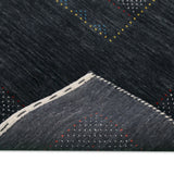 Charcoal Center Pattern Hand Loomed Wool Area Rug