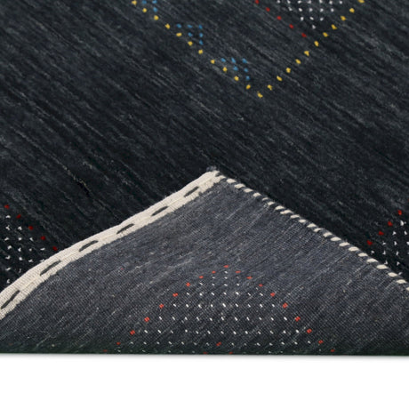Charcoal Center Pattern Hand Loomed Wool Area Rug