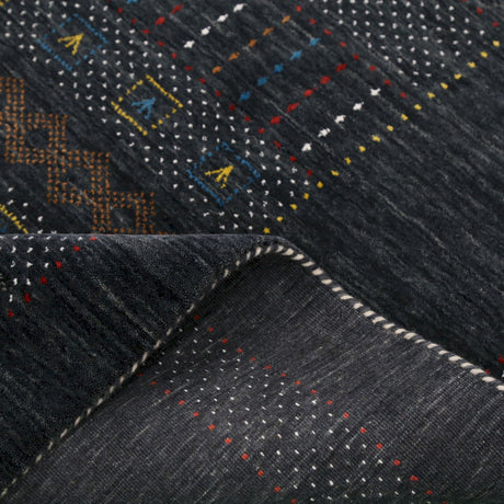 Charcoal Center Pattern Hand Loomed Wool Area Rug-Area Rug-Parc Decor