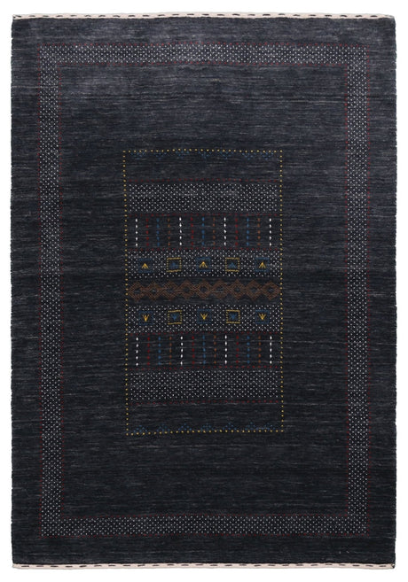 Charcoal Center Pattern Hand Loomed Wool Area Rug-Area Rug-Parc Decor