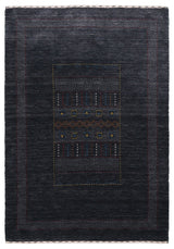 Charcoal Center Pattern Hand Loomed Wool Area Rug
