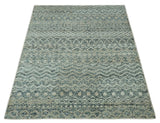 Charcoal, Gray and Beige 5x7 Hand Knotted Southwestern Tribal Trellis wool Rug