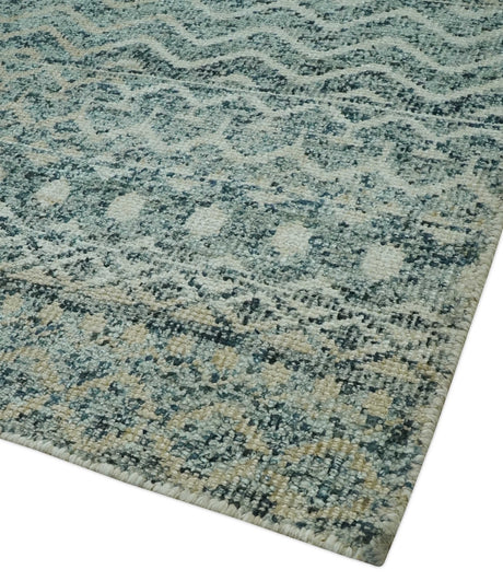 Charcoal, Gray and Beige 5x7 Hand Knotted Southwestern Tribal Trellis wool Rug