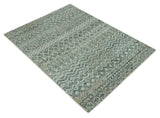 Charcoal, Gray and Beige 5x7 Hand Knotted Southwestern Tribal Trellis wool Rug