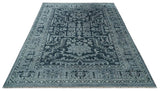 Charcoal, Gray and Silver 9x12 Hand Knotted Traditional Persian Oushak Wool Rug, Accent Rug | TRDCP1083912-Area Rug-Parc Decor