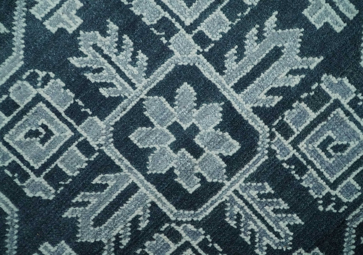 Charcoal, Gray and Silver 9x12 Hand Knotted Traditional Persian Oushak Wool Rug, Accent Rug | TRDCP1083912-Area Rug-Parc Decor