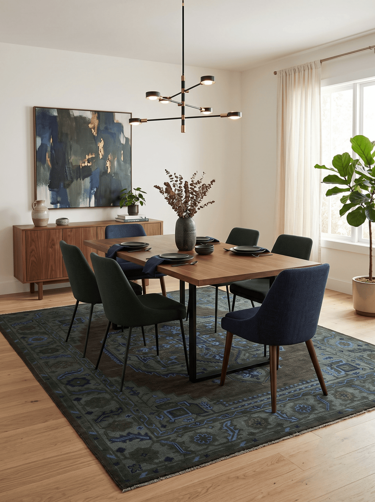 Charcoal, Gray, Green and Blue Neon look Traditional Heriz Medallion Multi Size wool Area Rug
