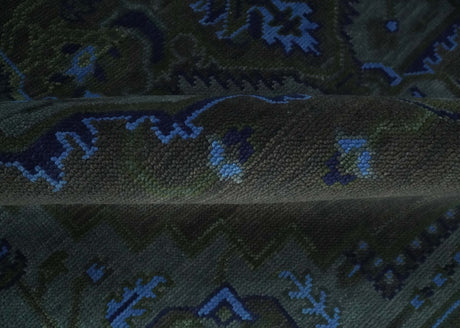 Charcoal, Gray, Green and Blue Neon look Traditional Heriz Medallion Multi Size wool Area Rug