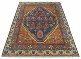 Charcoal, Rust and Beige Traditional Design Heriz Multi Size wool Area Rug