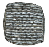 Charcoal, Silver and Ivory Square Jute Pouf Ottoman, Footstool, Side table, Seat , Foot Rest, Living Room, Bedroom, Boho Decor | TRD108-Pouf-Parc Decor