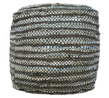 Charcoal, Silver and Ivory Square Jute Pouf Ottoman, Footstool, Side table, Seat , Foot Rest, Living Room, Bedroom, Boho Decor | TRD108-Pouf-Parc Decor