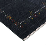 Charcoal Tribal Design Border Hand Loomed Wool Area Rug