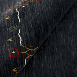 Charcoal Tribal Design Border Hand Loomed Wool Area Rug