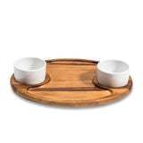 Charcuterie/ Serving Tray w/ 2 ceramic bowls w/ lids-Serving Tray-Parc Decor