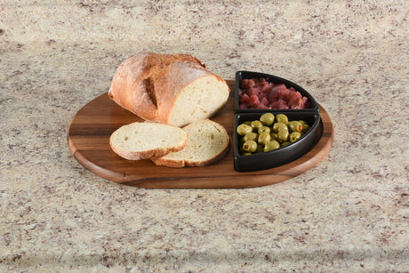 Charcuterie / Serving Tray w/ 2 Triangular Ceramic Bowls-Serving Tray-Parc Decor