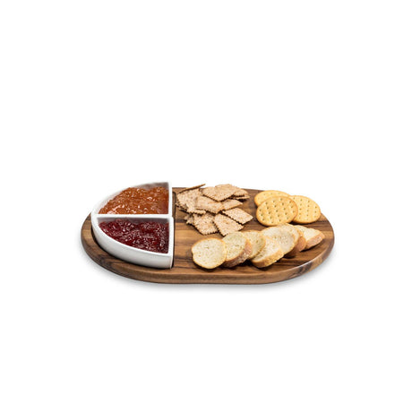 Charcuterie / Serving Tray w/ 2 Triangular Ceramic Bowls