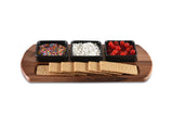 Charcuterie/ Serving Tray w/ 3 black square ceramic bowls-Serving Tray-Parc Decor